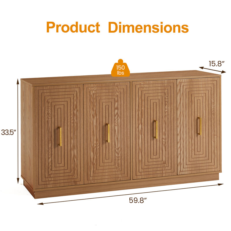 Hinnob 4-Door Geometric Wood Sideboard image number 8