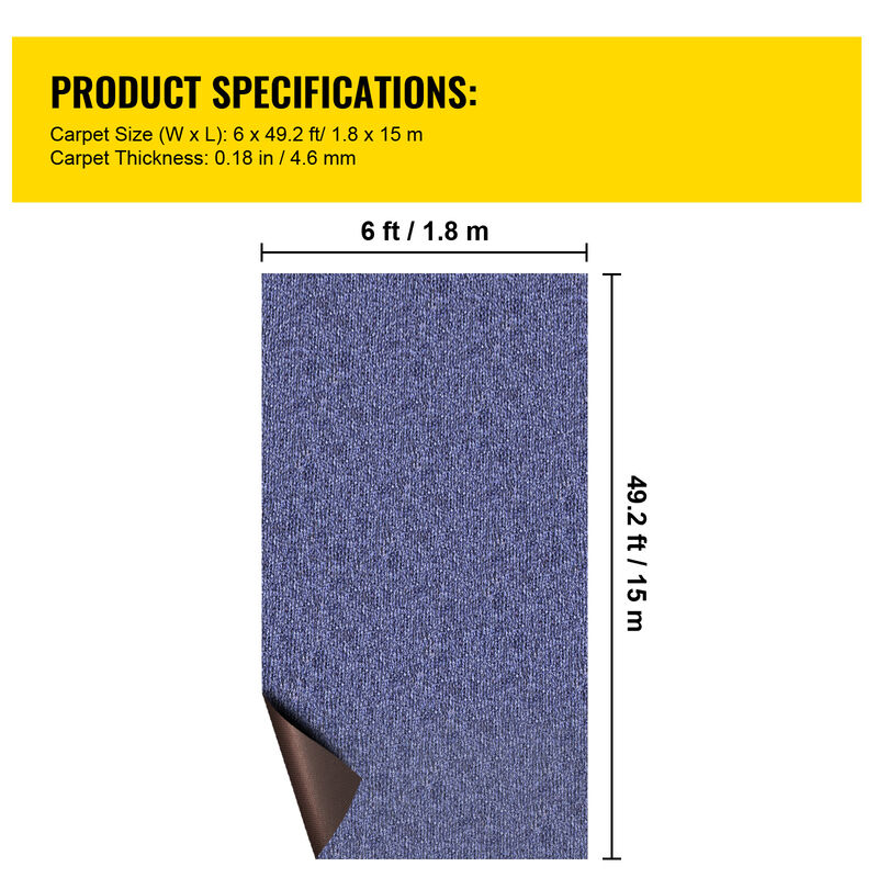 Indoor Outdoor Rug Outdoor Carpet Blue 6x49.2' Area Rugs Runner for Patio Deck image number 6