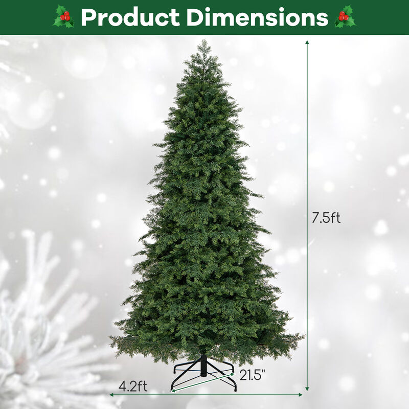 Artificial Christmas Tree Green Hinged Holiday Tree with Lush Branch Tips