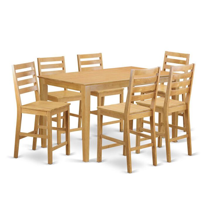 7 Pc counter height set - high Table and 6 dinette Chairs.