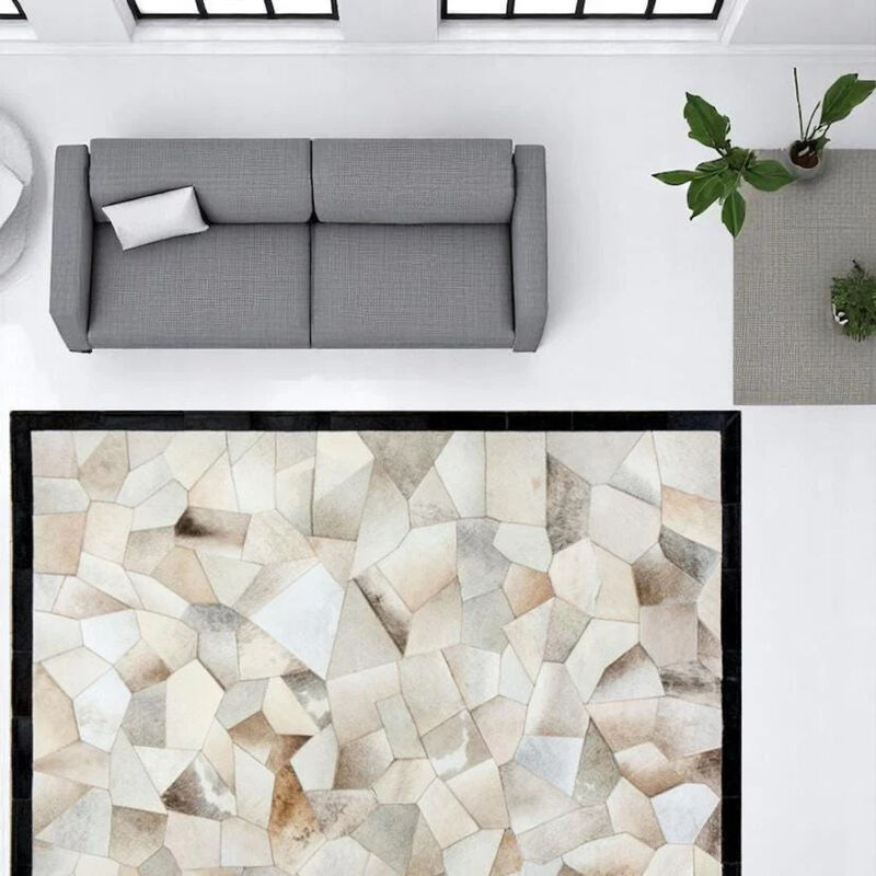 Cowhide Patchwork Rug, Brown Calfskin Floor Rug image number 2