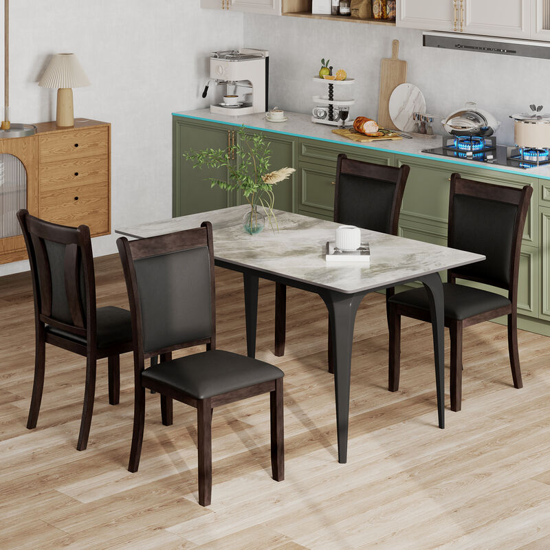 Dining Chairs Set of 2 Faux Leather Upholstered Kitchen Side Chairs with Padded Seat