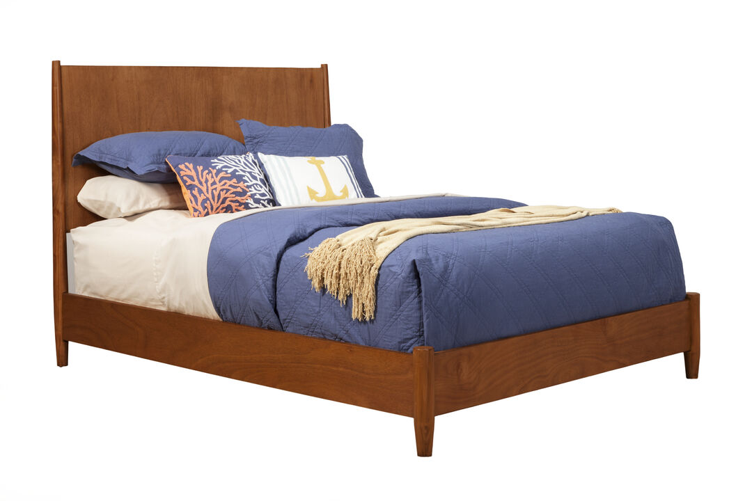 Flynn Mid Century Modern Standard King Panel Bed, Acorn