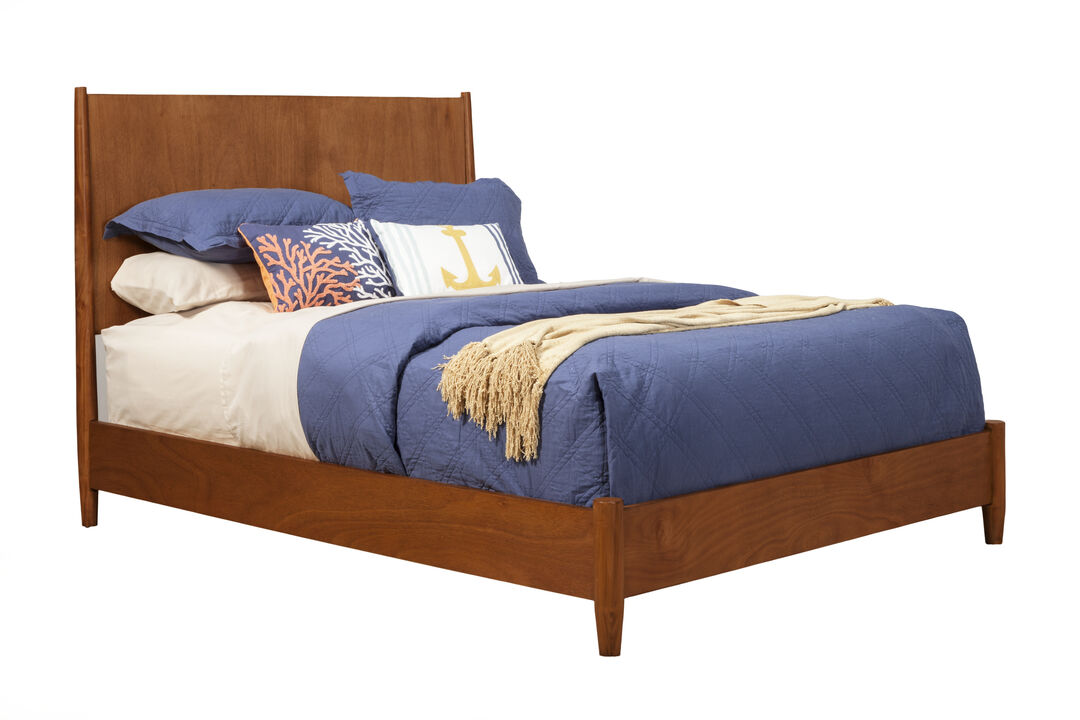 Flynn Mid Century Modern Queen Panel Bed, Acorn
