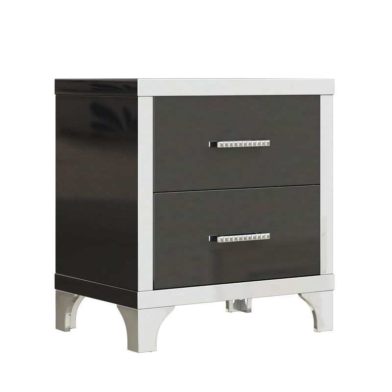 Merax High Gloss Nightstand with Metal Handle