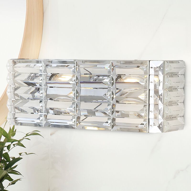 Evelyn Crystal Rectangle Ironcrystal Glam Modern LED Vanity Light