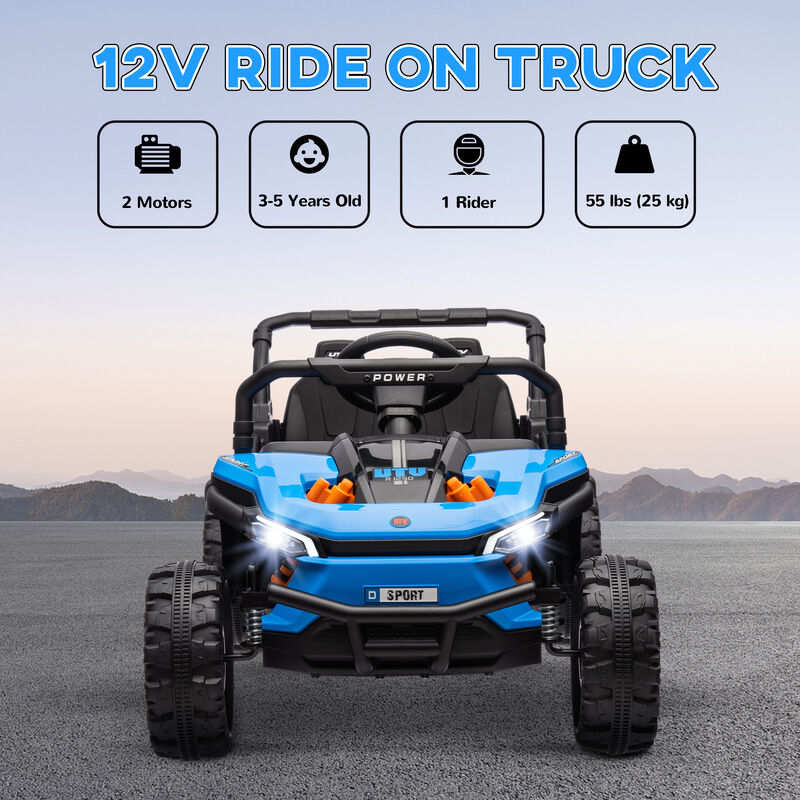 BreeBe 12V Ride On Truck, Battery Powered Electric Car for Kids w/ Remote Control, 4-Wheel Suspension & LED Lights image number 3