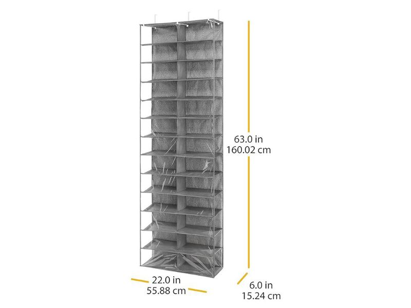 Over Door Shoe Rack Gray Shelves 26 Sections Crosshatch image number 2