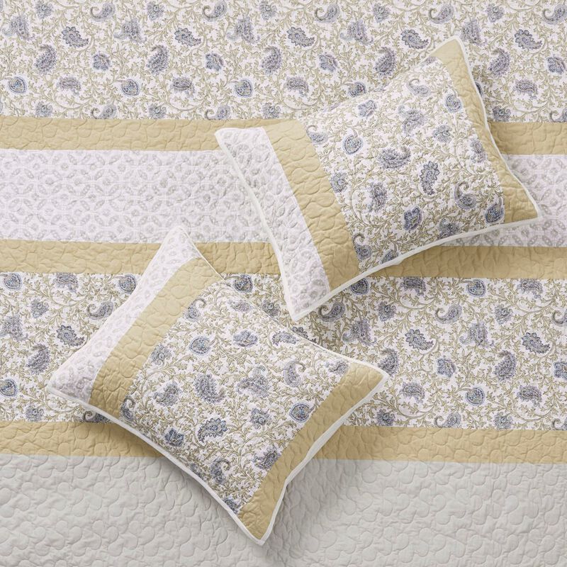 Gracie Mills Singleton Reversible Paisley Lace 6-Piece Cotton Percale Quilt Set
