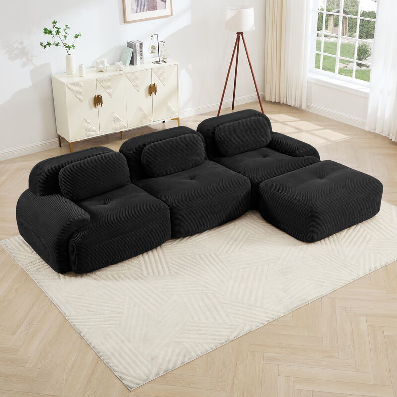 Merax L-shaped modular sofa no assembly ergonomic design pet-friendly luxuryCorduroy image number 1