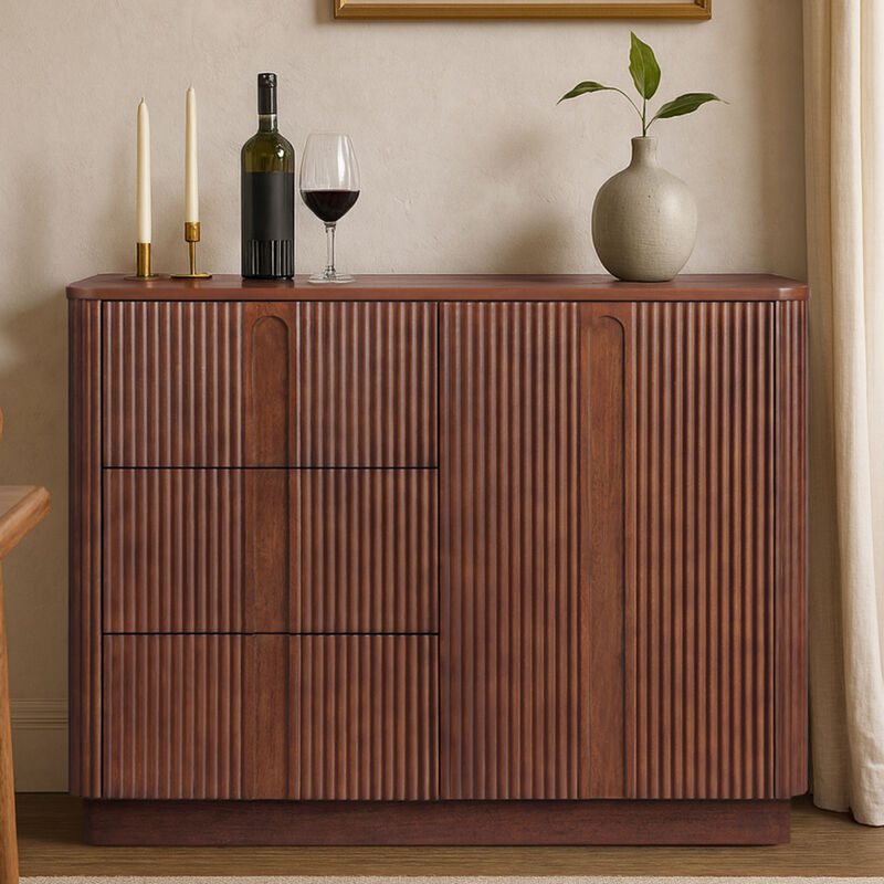 Wooden Sideboard with Adjustable Shelf Storage Cabinet image number 6