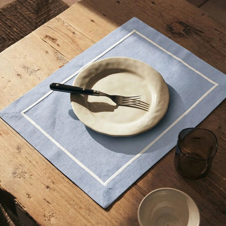 Linen Placemats Set of 4 for Dining Table Decor, 14 x 19 Inch - Kensington
