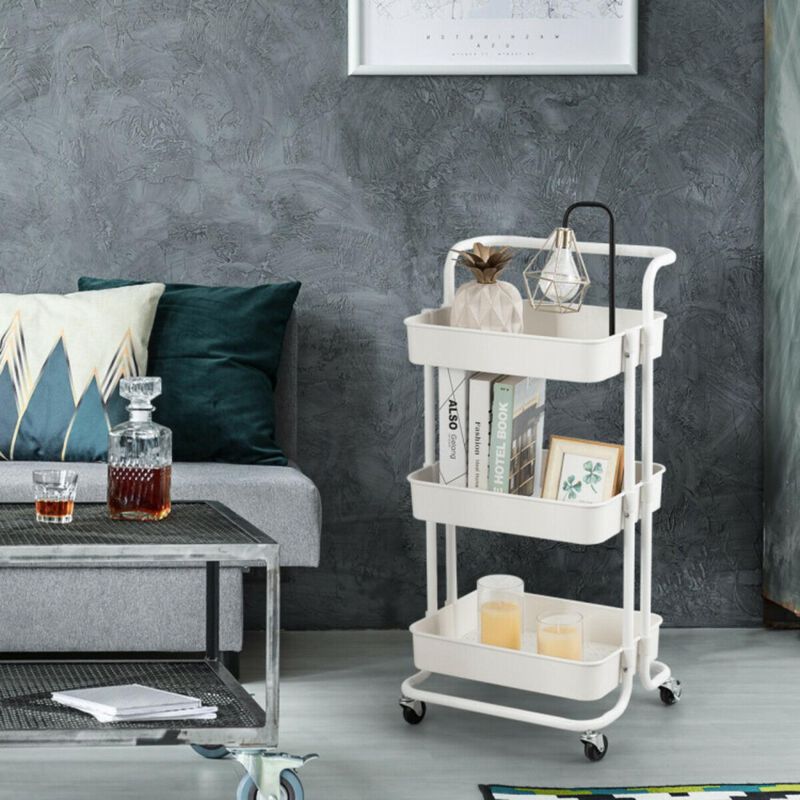 Hivvago 3-Tier Utility Cart Storage Rolling Cart with Casters