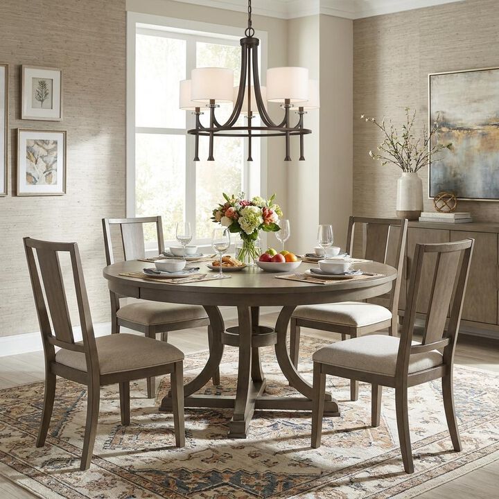 HomeRoots Brown Candle Style Five Light Metal and Crystals Dimmable Chandelier With White Shades