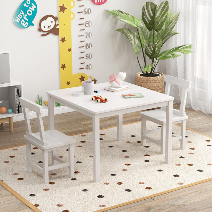 Wooden Kids Table and 2 Chairs Set with Anti-slip Foot Pads