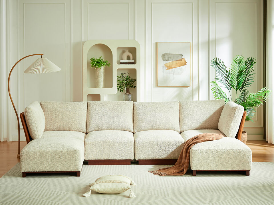 Snoxdo U Shaped Boucle Sectional Sofa