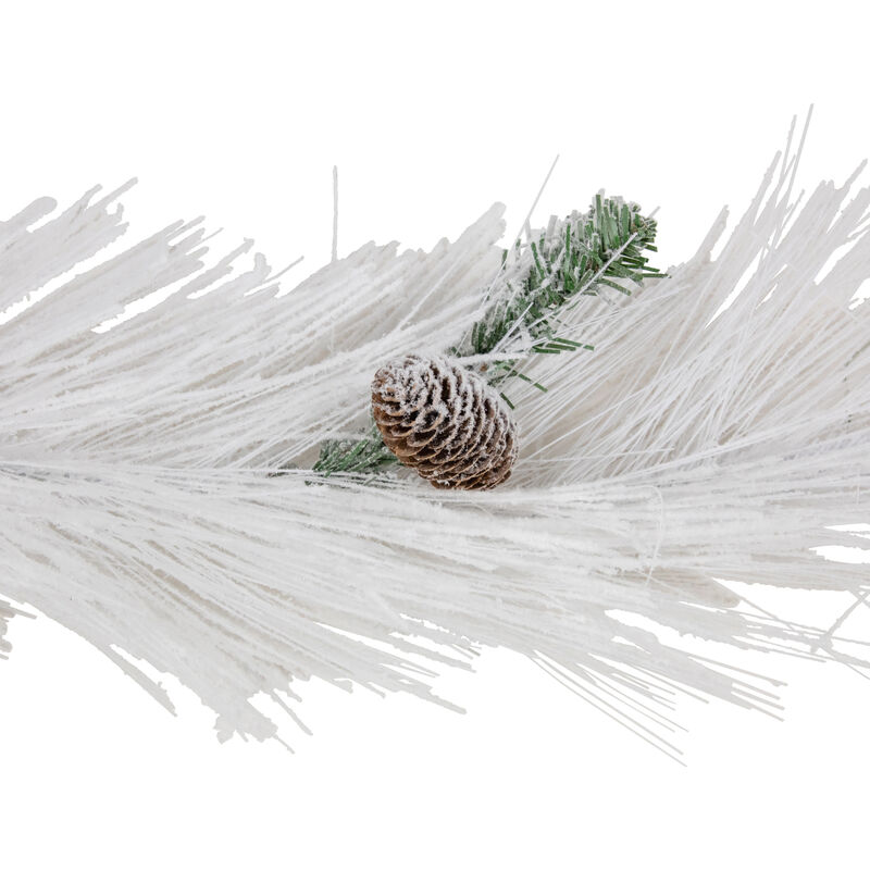 6' x 10" White Flocked Artificial Christmas Garland with Pine Cones  Unlit image number 4