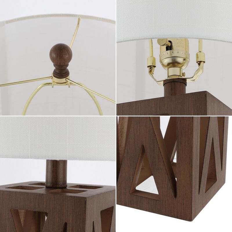 Stewart Farmhouse Wood LED Table Lamp