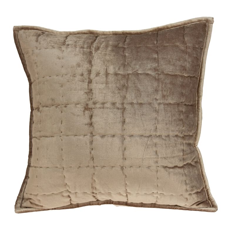 20&rdquo; Beige Handloom Quilted Throw Pillow image number 0