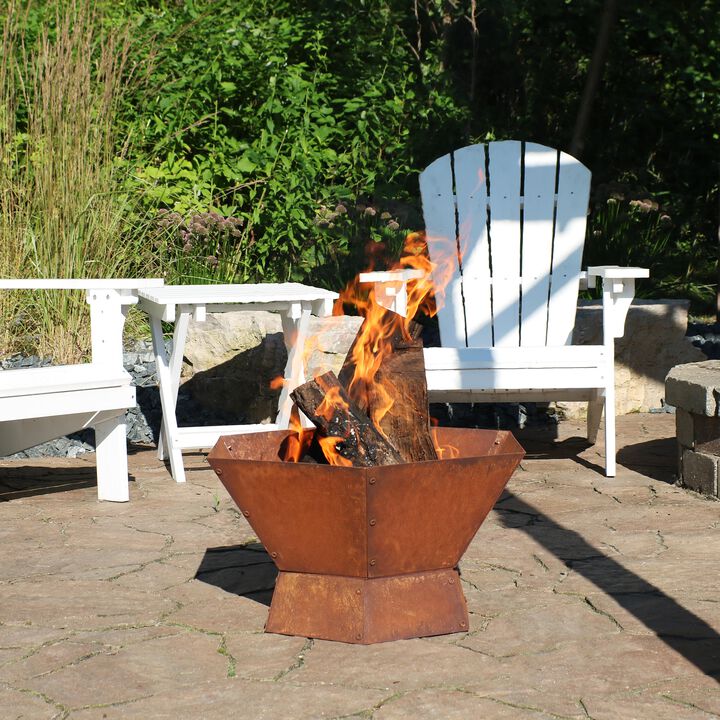 Sunnydaze 23 in Rustic Affinity Steel Fire Pit with Pedestal Stand