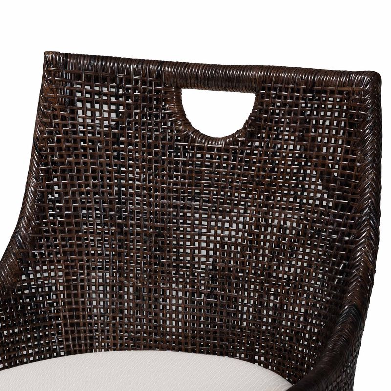 bali & pari Petra Natural Rattan Counter Stool - Handwoven Wicker Accent Stool with Wingback Profile and Cutout Handle, Espresso image number 4