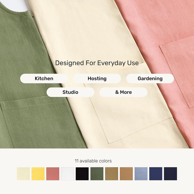 Solino Home 100% Pure Linen Apron - Linen Smock Apron image number 3