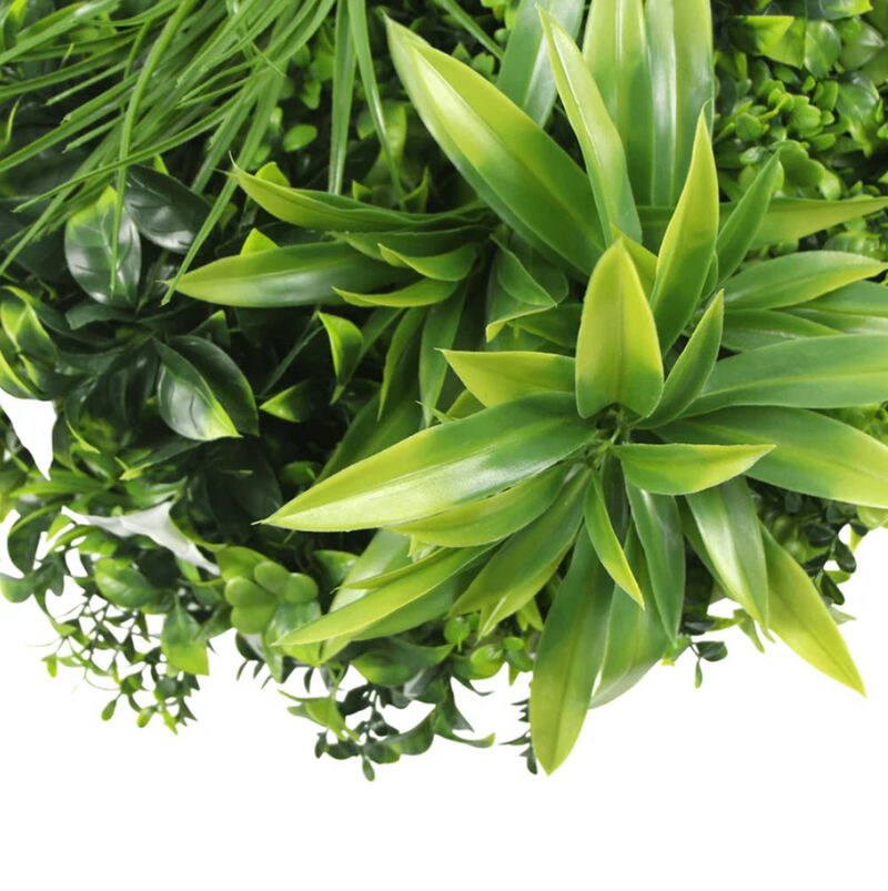 Luxury Artificial Green Wall Plant Wall Circle 30" White Frame UV Resistant