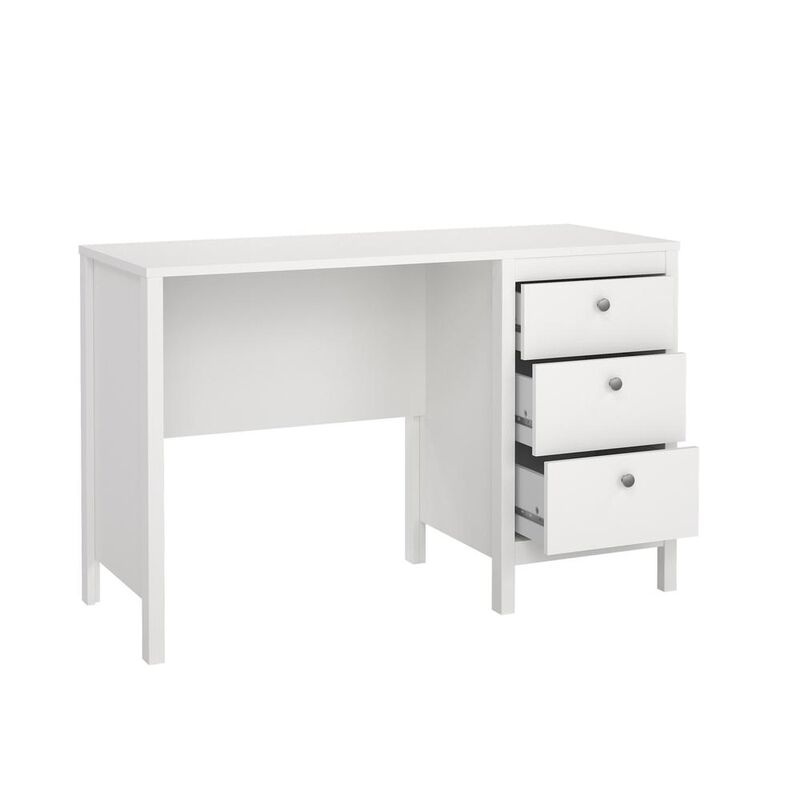 Tvilum Madrid Home Office Writing Desk with 3 Storage Drawers, White