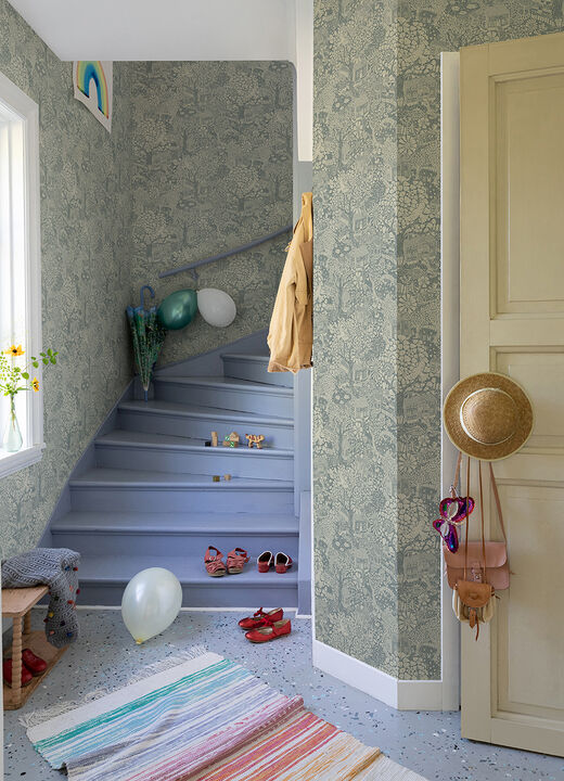 Bygga Bo Blue Woodland Village Wallpaper (Set of 2)