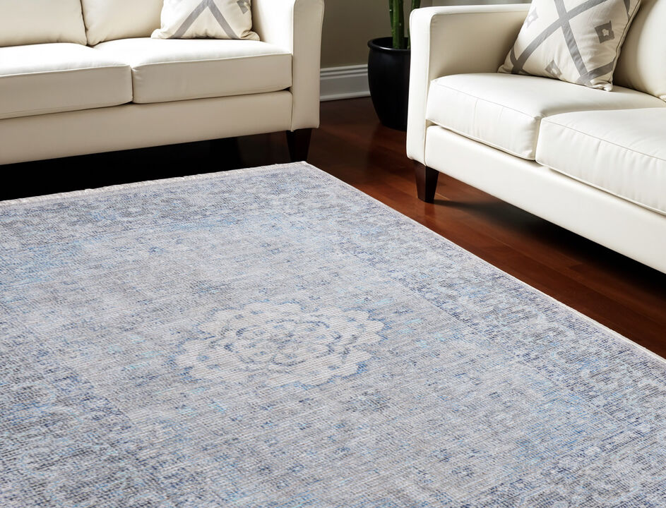 HomeRoots Oriental Hand Woven Distressed Area Rug With Fringe