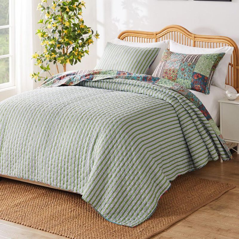 Greenland Home Fashions Jasmin Luxurious Comfortable 3 Pieces Quilt Set Jade King/Cal. King