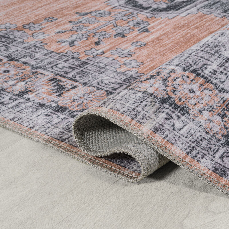 Wincer Chenille Cottage Medallion Machine-Washable Area Rug