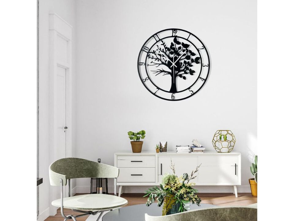 24 Inch Tree of Life Wall Clock Silent Non Ticking Metal Battery Operated Decor