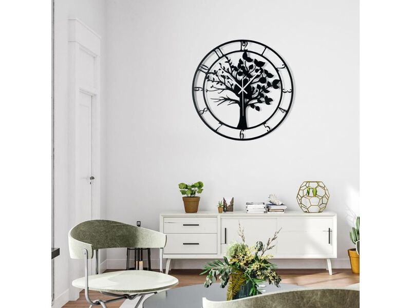 24 Inch Tree of Life Wall Clock Silent Non Ticking Metal Battery Operated Decor image number 1