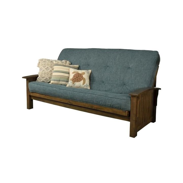 Washington Frame-Rustic Walnut Finish-Linen Aqua Mattress