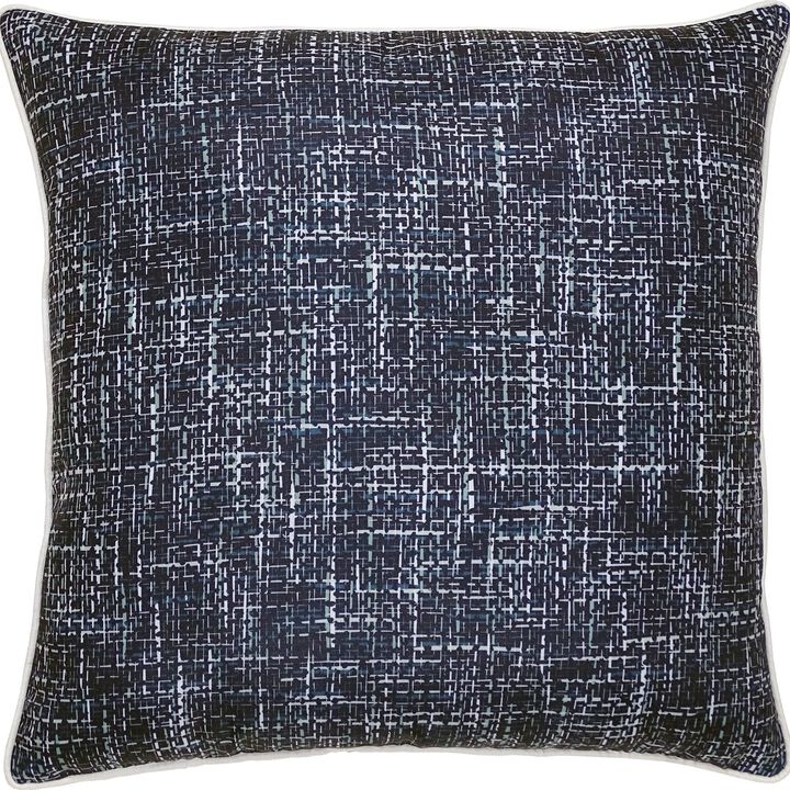 22" Navy Blue and White Square Outdoor Patio Throw Pillow