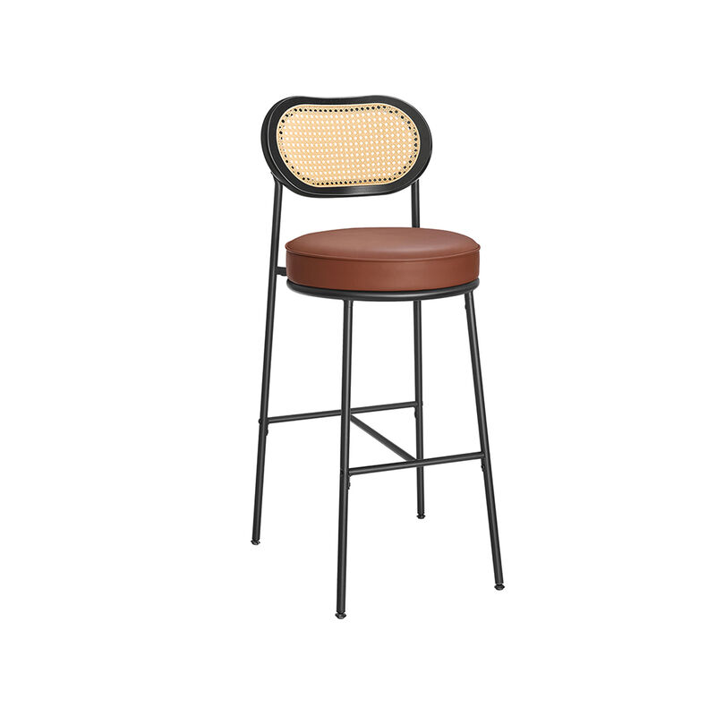 Bar Stools Set of 2, Bar Height Bar Stool with PE Rattan Back