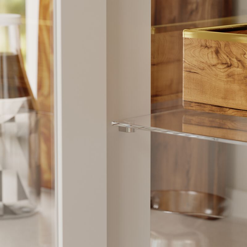 FUFU&GAGA White Display Storage Cabinet with Glass Doors, Adjustable Shelves & Drawers, High-Gloss Finish, Anti-Tip Design (63 in. W x 15.7 in. D x 78.7 in. H), White