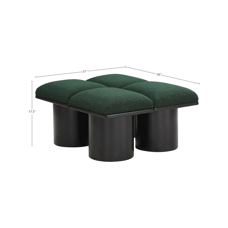 Meridian Furniture Pavilion Green Boucle Fabric Bench