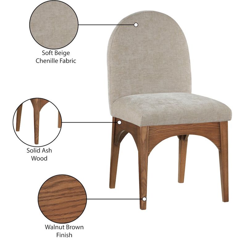Meridian Furniture Waldorf Beige Chenille Fabric Dining Chair