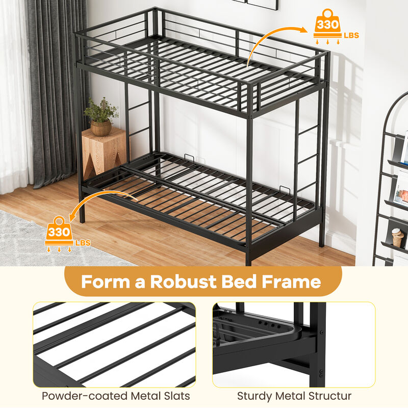 Over Futon Bunk Bed with 2 Ladders and Safety Guardrails
