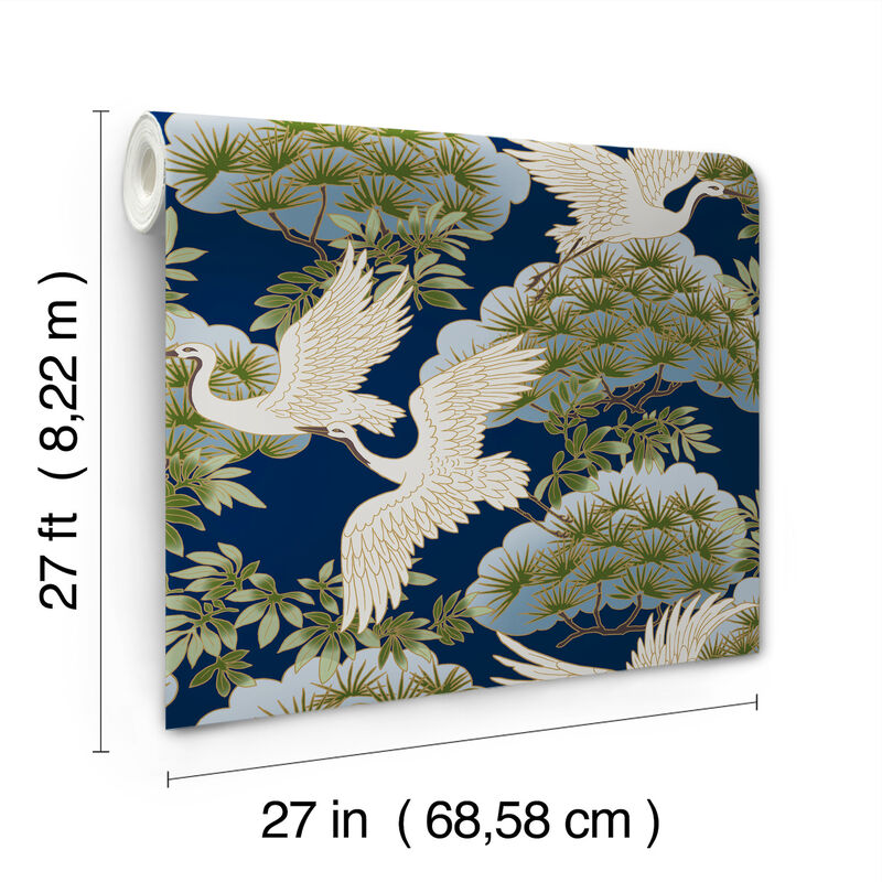 Sprig & Heron Navy Wallpaper (Set of 2) image number 2
