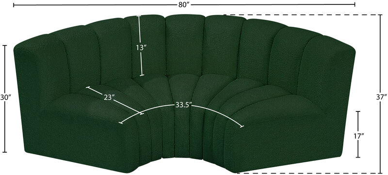Meridian Furniture Arc Green Boucle Fabric Modular Sofa image number 7