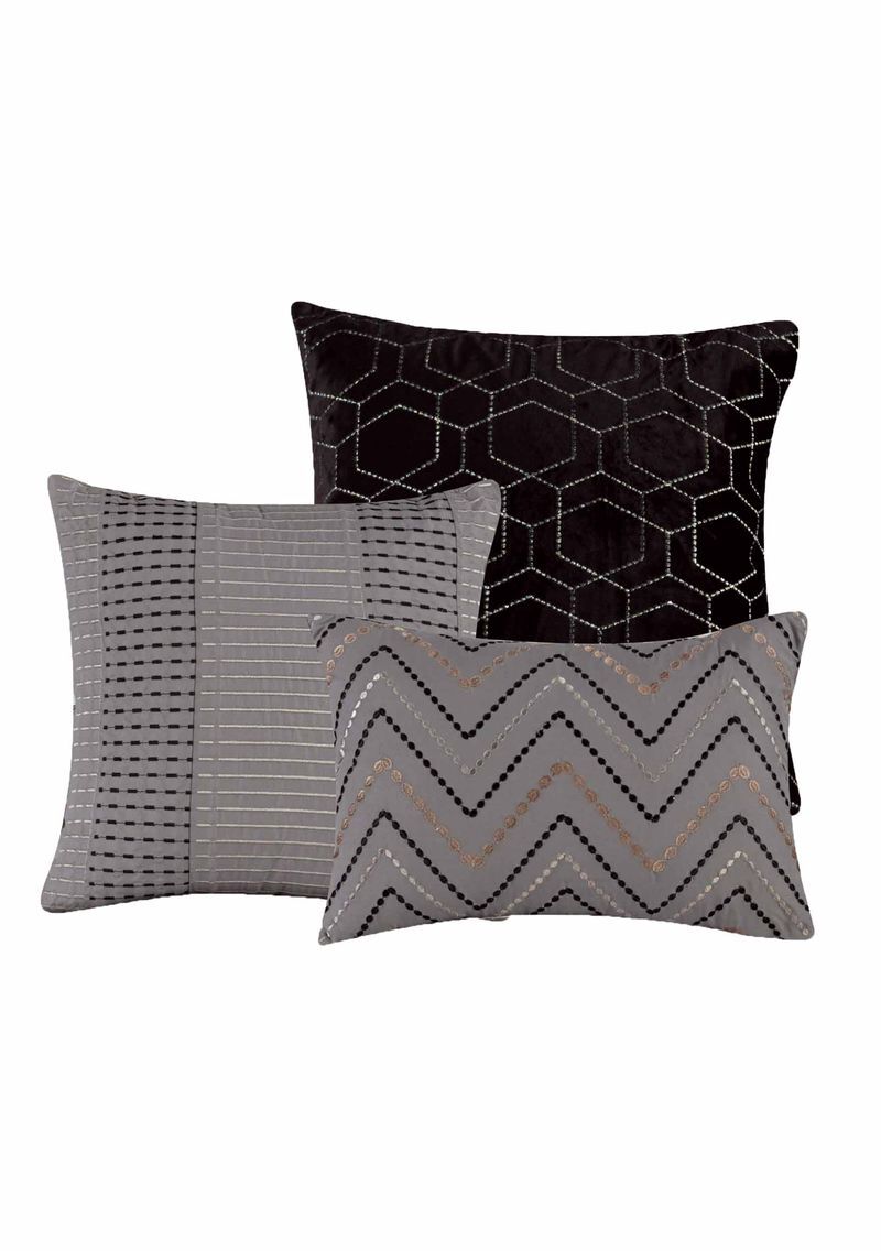 Black Gray Stripe 10 pc King Comforter Set