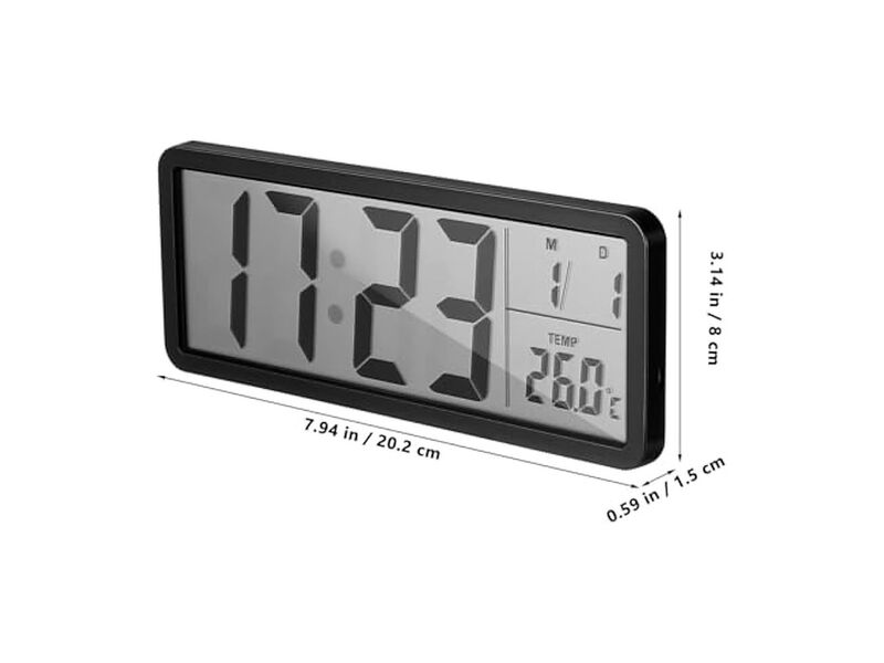 Digital Date Temperature LED Mount Wall Clock Battery Operated Living Room Decor image number 3