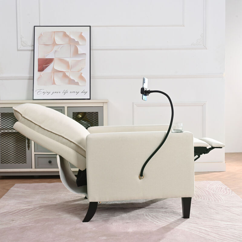 Streamdale Modern Cozy Fabric Armchair with Adjustable Backrest and Storage image number 4