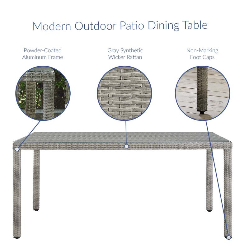 Modway - Aura 68" Outdoor Patio Wicker Rattan Dining Table Gray