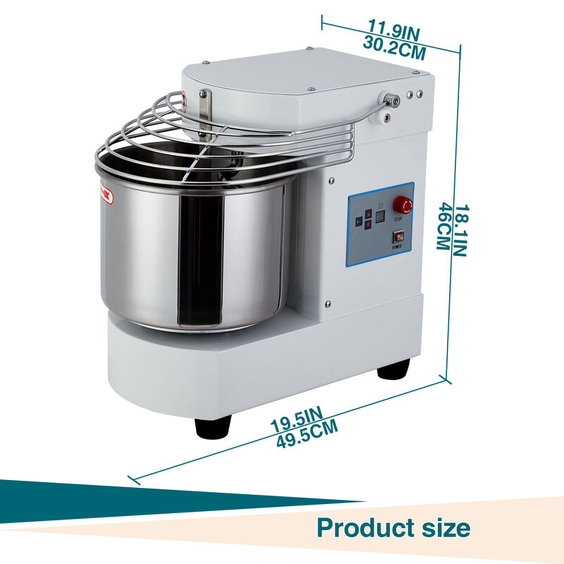 650W 10.57Qt Commercial Dough Kneader, Dual Rotation with Stainless Steel Bowl, Timer & Safety Guard image number 3