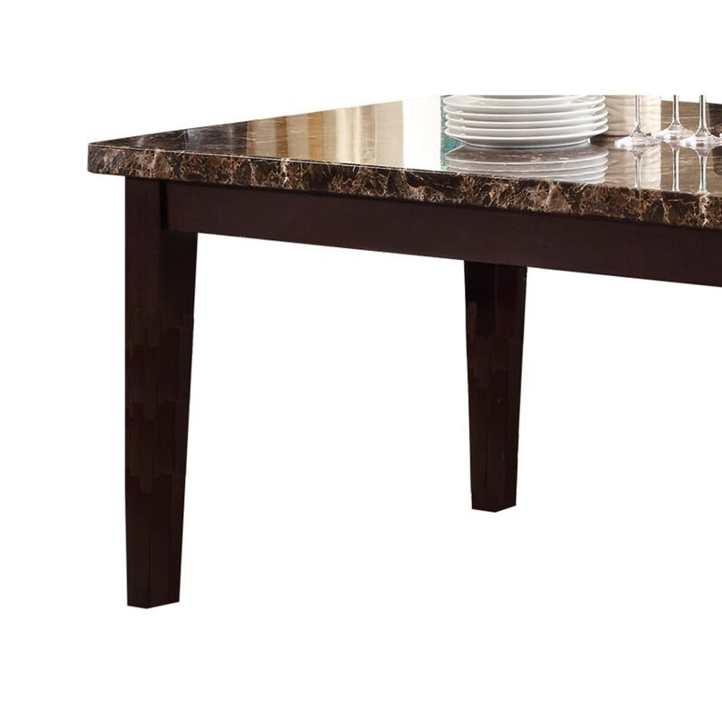 Espresso Finish Casual 1pc Dining Table Faux Marble Top Transitional Dining Room Furniture image number 4