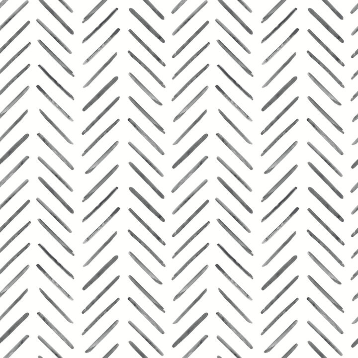 Painted Herringbone Black Peel & Stick Wallpaper